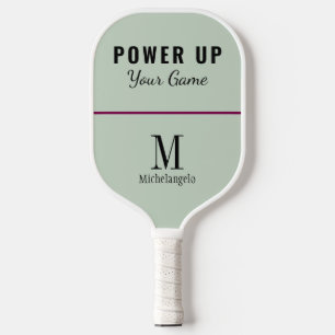 Power up your game Elegant Monogram Sage Green Pickleball Paddle