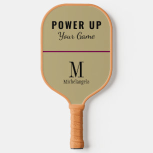 Power up your game   Elegant Monogram Sand Ecru Pickleball Paddle