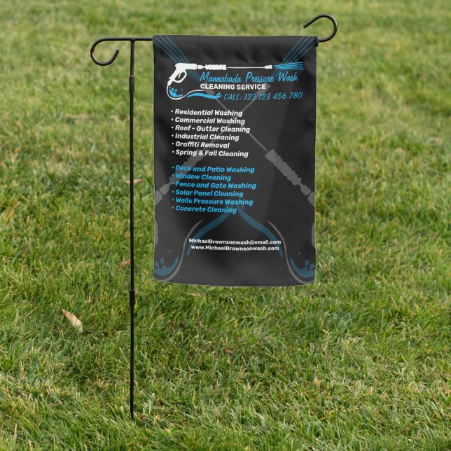 Power Wash Pressure Cleaning Marketing Garden Flag (In SItu)