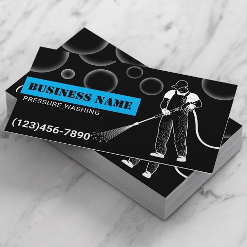 Power Wash Pressure Washing Black  Blue Cleaning Business Card