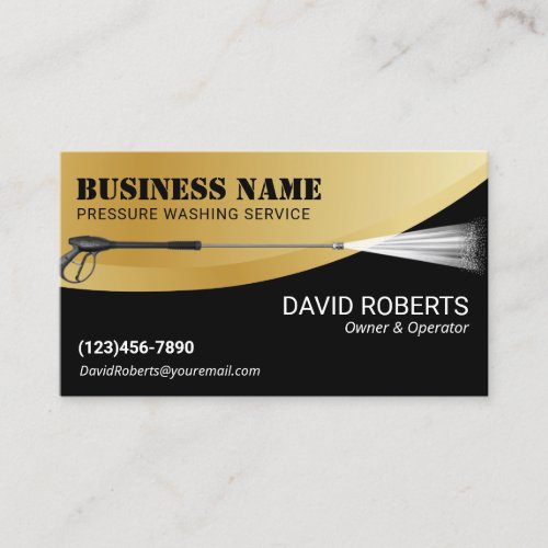 Power Wash Pressure Washing Black  Gold Cleaning Business Card