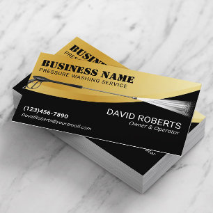Power Wash Pressure Washing Black & Gold Cleaning Business Card