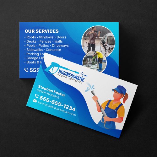 Power Wash Pressure Washing House Cleaning Service Business Card