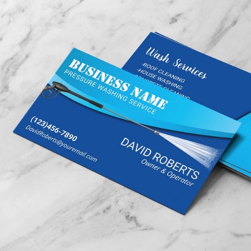 Power Wash Pressure Washing Modern Blue Cleaning Business Card