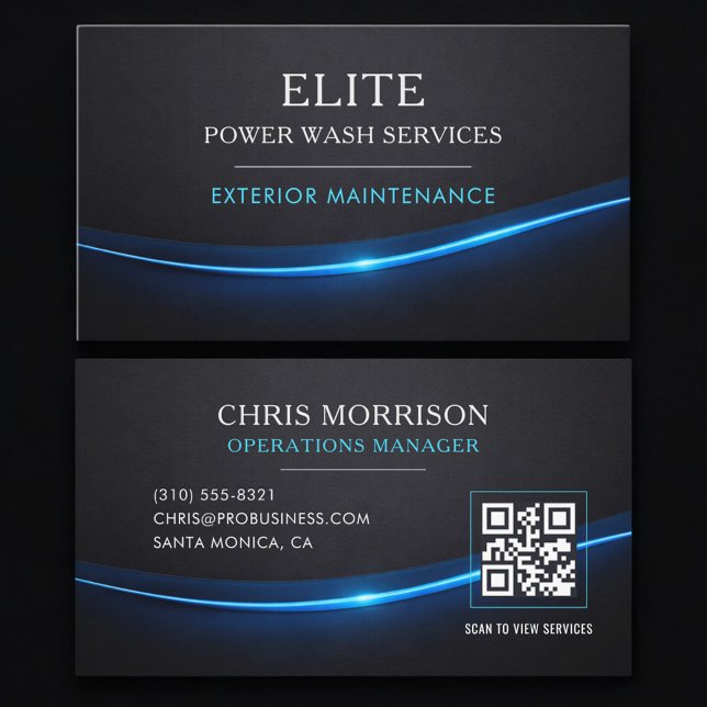 Power Wash Services QR Code Professional Business Card (Creator Uploaded)