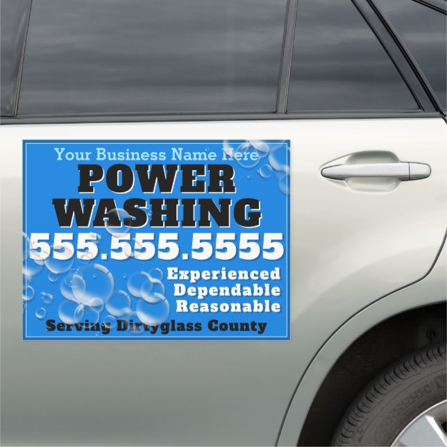 Power Wash Window Cleaning Business Promo Car Magnet (In Situ)