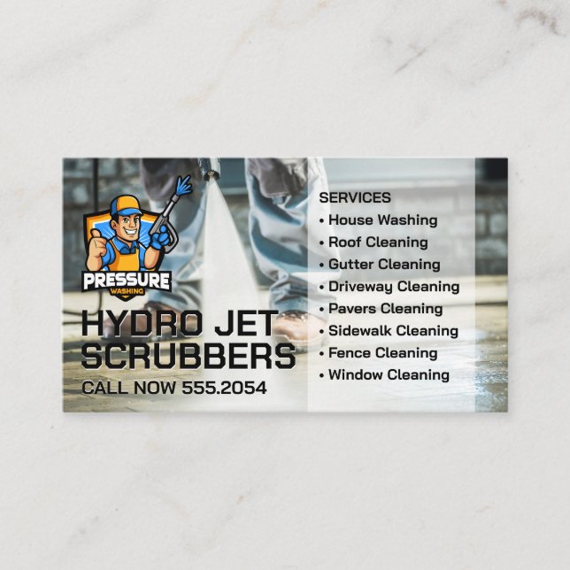 Power Washer Cleaning Pavement Business Card (Front)