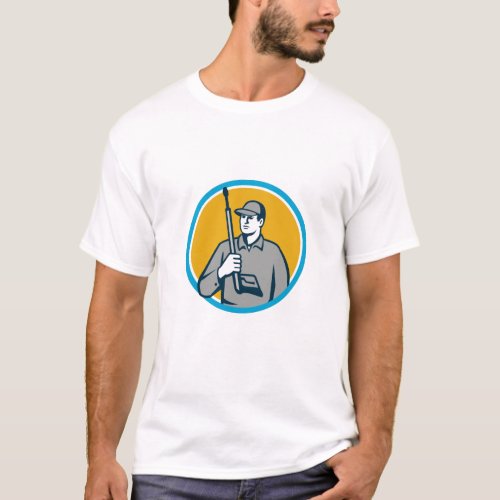 Power Washer Pressure Washing Gun Circle Retro T_Shirt