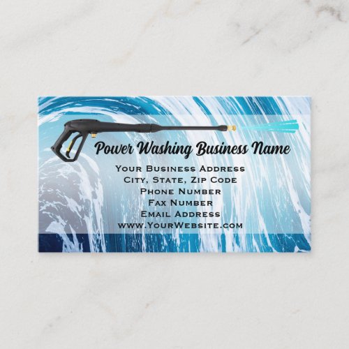 Power Washing Pressure Wash Blue Wave Contractor Business Card