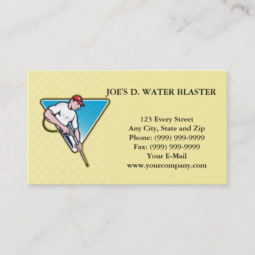 Customizable Power Washing Pressure Water Blaster Worker Business Cards