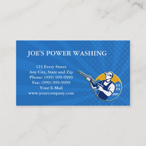 Power Washing Pressure Water Blaster Worker Business Card