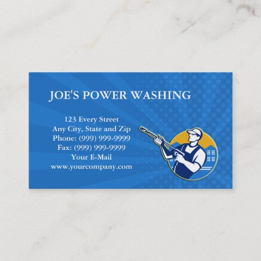 Customizable Power Washing Pressure Water Blaster Worker Business Cards