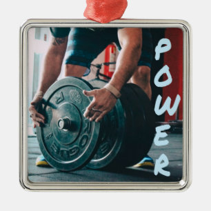 Power Weight Lifting Gym Health Metal Ornament