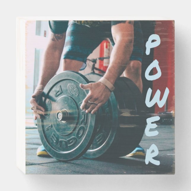 Power Weight Lifting Gym Health Wooden Box Sign (Front Horizontal)