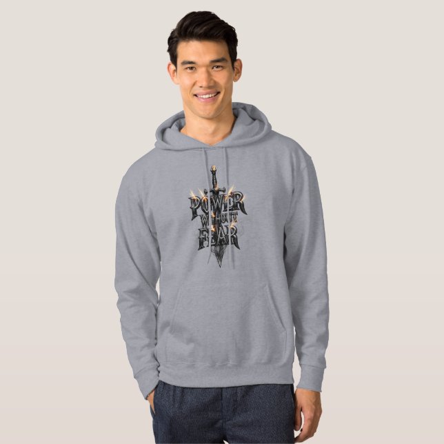 Power Without Fear Sword Hoodie – Epic Medieval Fa (Front Full)