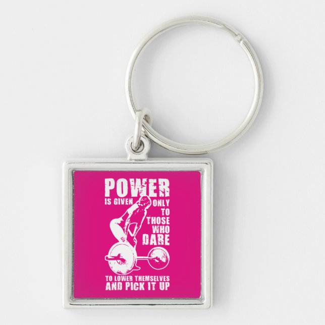 POWER. Women's Weightlifting Workout Motivational Keychain (Front)