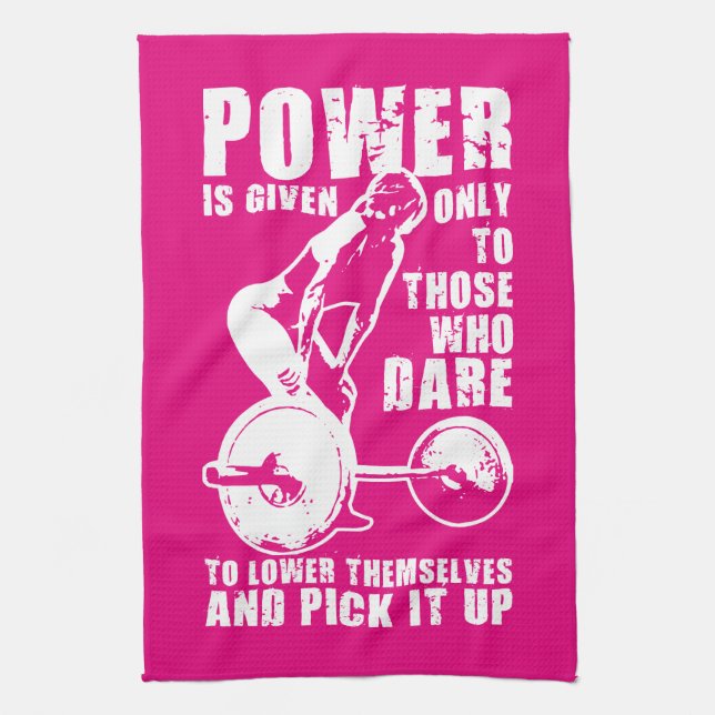 POWER. Women's Weightlifting Workout Motivational Towel (Vertical)