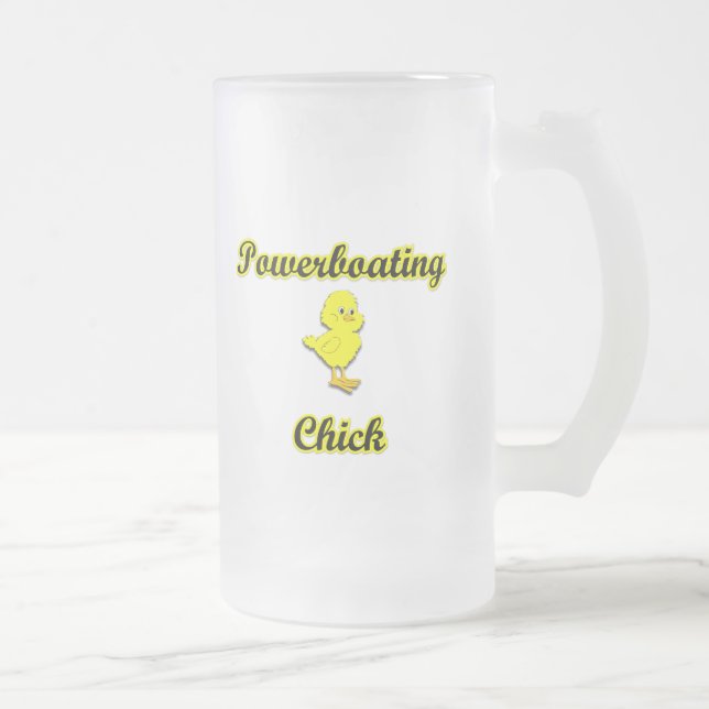 Powerboating Chick Frosted Glass Beer Mug (Right)
