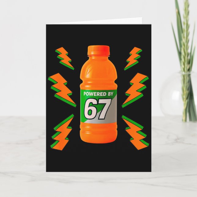 Powered By 67 Aura Energy Funny 6 7 Meme Six Seven Card (Front)