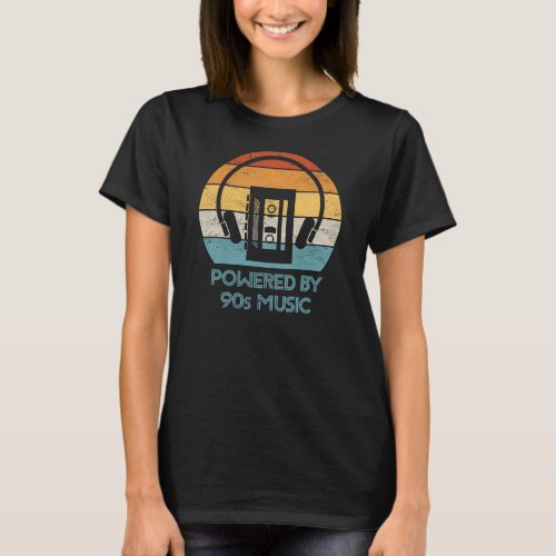 Powered by 90s Music Retro Cassette Tape Player T_Shirt