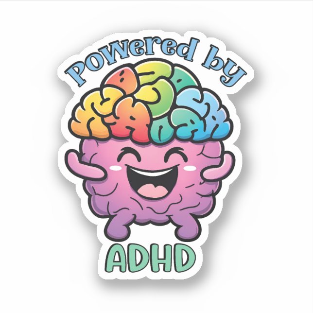 Powered by ADHD | Embrace Neurodiversity Awareness Sticker (Front)