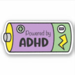 Powered by ADHD | Purple &amp; Green Battery Sticker