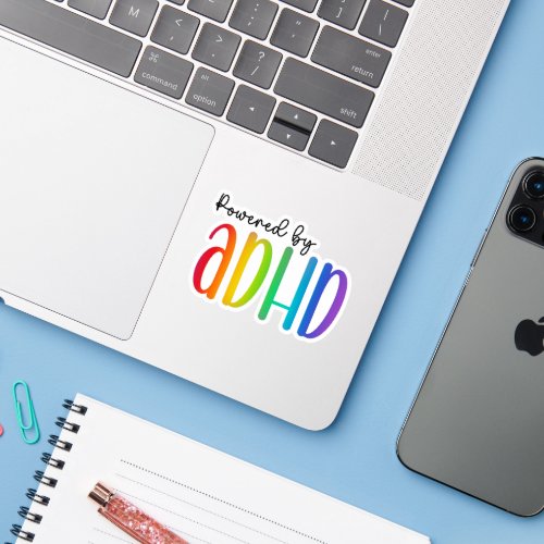 Powered by ADHD  Rainbow Typography Sticker