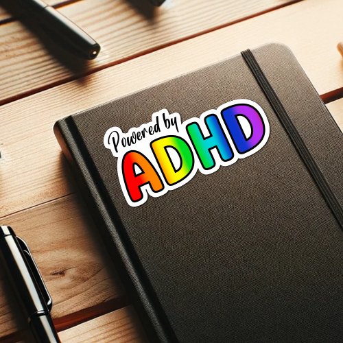 Powered by ADHD  Rainbow Typography Sticker