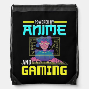 Powered by Anime and Gaming Video Game Gamer Drawstring Bag