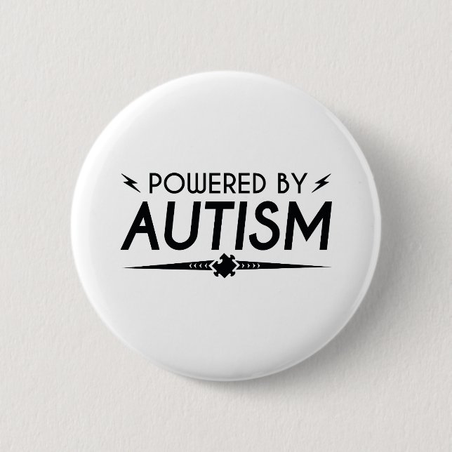 Powered By Autism Pinback Button (Front)