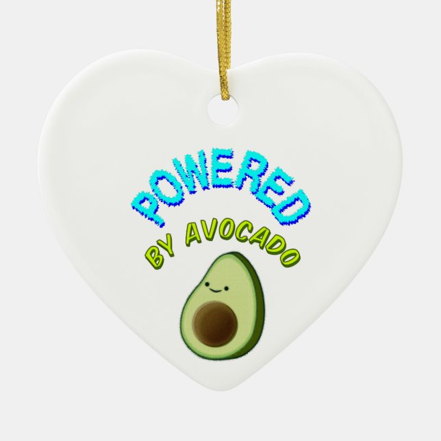 Powered By Avocado Ceramic Ornament (Front)