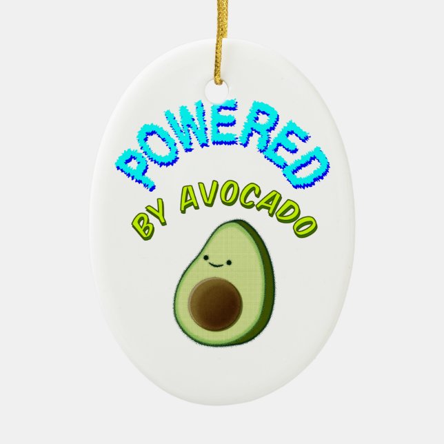 Powered By Avocado Ceramic Ornament (Front)