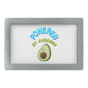 Powered By Avocado Rectangular Belt Buckle
