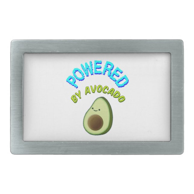 Powered By Avocado Rectangular Belt Buckle (Front)