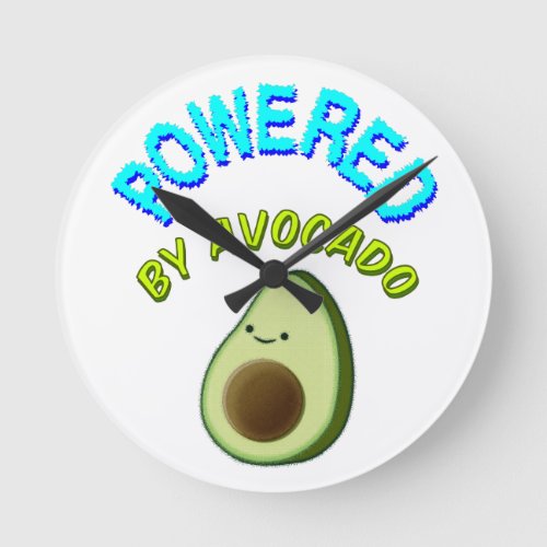 Powered By Avocado Round Clock