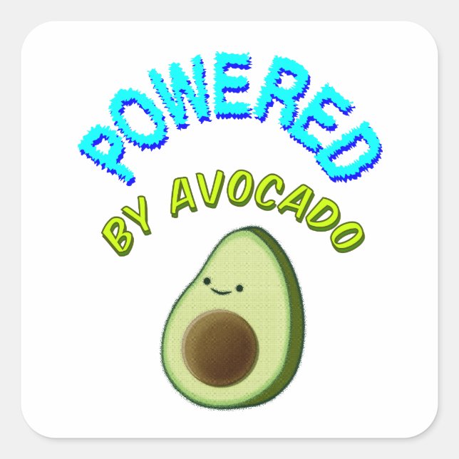 Powered By Avocado Square Sticker (Front)