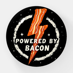 Powered by Bacon Funny Retro Foodie Paperweight