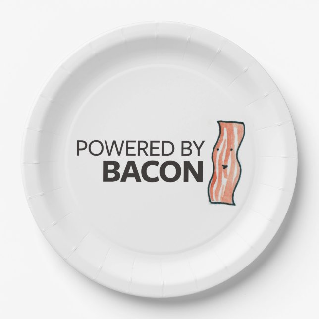 Powered by Bacon Paper Plates (Front)