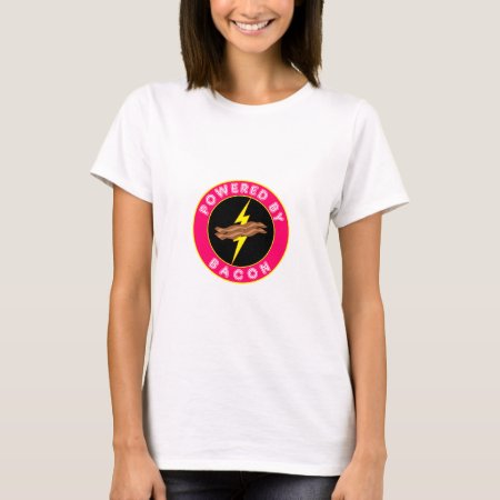 Powered By Bacon - Pink Emblem T-shirt