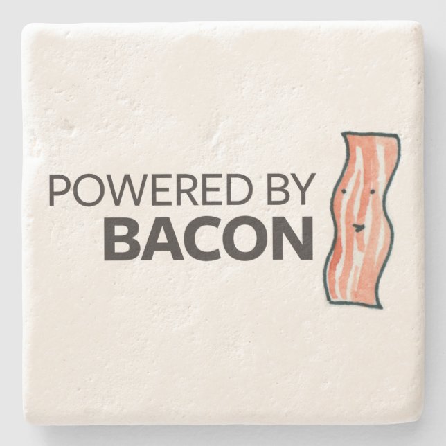 Powered by Bacon Stone Coaster (Front)
