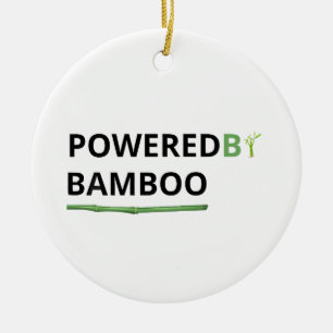 Powered By Bamboo Funny Panda Quote Ceramic Ornament