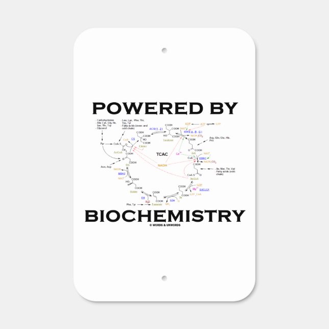 Powered By Biochemistry Krebs Cycle Geek Humor Metal Sign (Front)