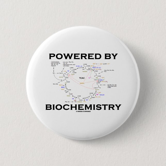 Powered By Biochemistry (Krebs Cycle) Pinback Button (Front)
