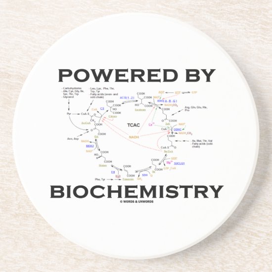 Powered By Biochemistry (Krebs Cycle) Sandstone Coaster