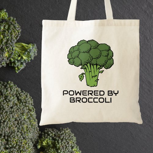 Powered by Broccoli Reusable Canvas Grocery Tote Bag