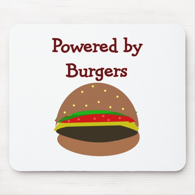 "Powered by Burgers"--funny Hamburger Lover Gifts Mouse Pad (Front)