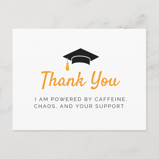 Powered by Caffeine Graduation Thank You Card (Front)