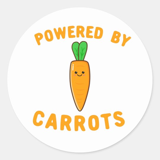 Powered By Carrots Cute Kawaii Carrot Face Classic Round Sticker