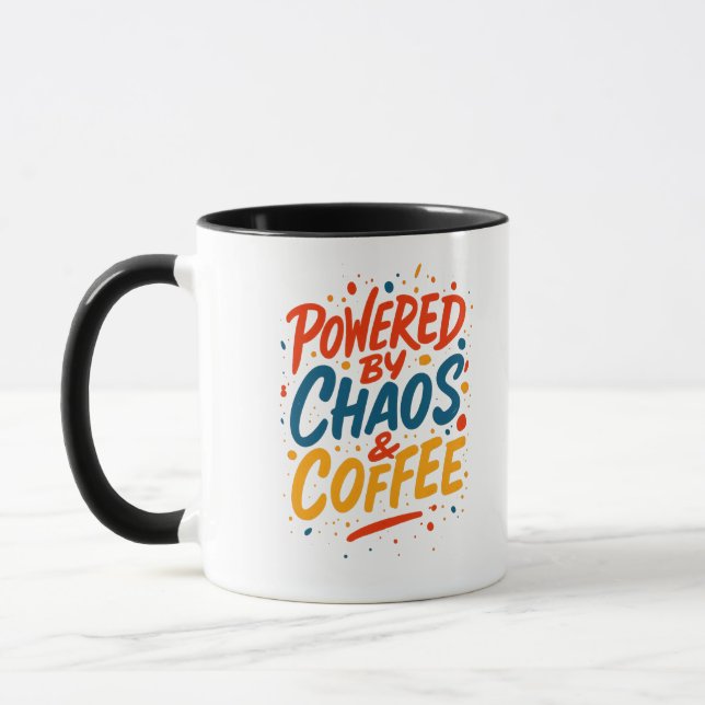 Powered by Chaos and Coffee T-Shirt  Mug (Left)