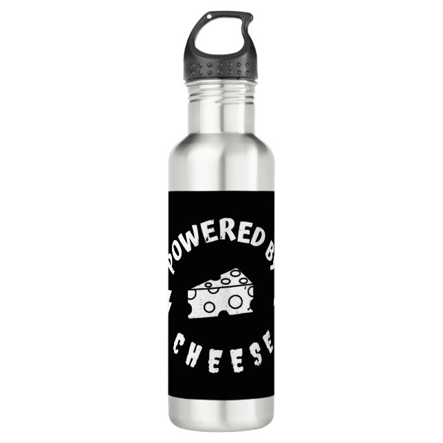 Powered By Cheese Stainless Steel Water Bottle (Front)